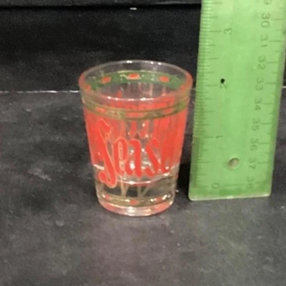 Culver Seasons‎ Greeting Shot Glasses, Set of 2, Vintage Stained Glass Design